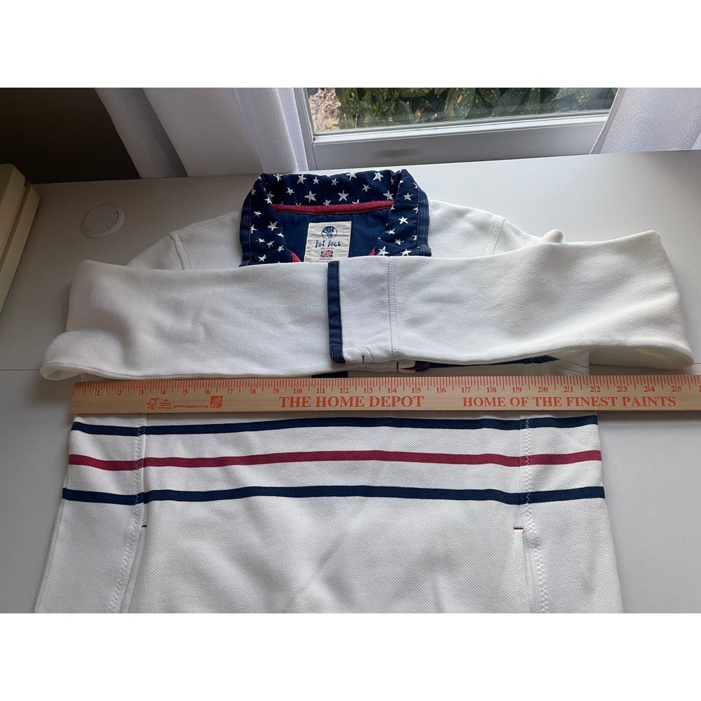 FatFace The Airlie Womens Patriotic‎ Ecru Quarter Zip Cotton Pique USA Flag M - Picture 10 of 11